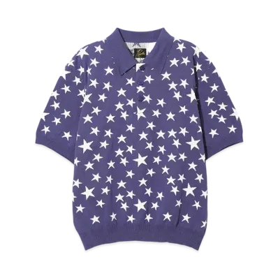 NEEDLES S/S Polo Sweater-PE/Washi Knit/Star "Purple"