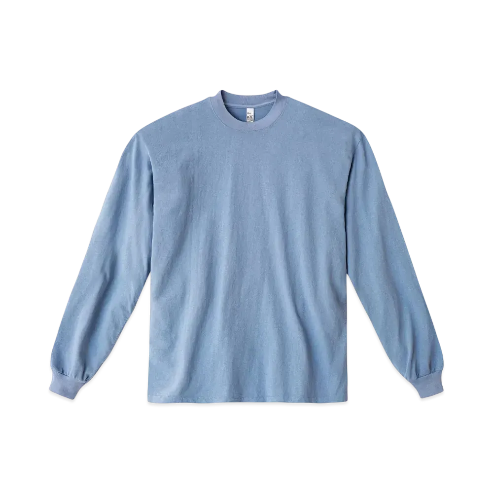 Los Angeles Apparel 6.5oz Long Sleeve Garment Dye Crew Neck T-Shirt "Clear Blue"