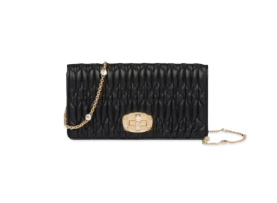 MIU MIU Miu Crystal Cross Chanpa Leather Mini Bag "Black"