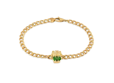 GUCCI Lion Head 18K Bracelet With Chrome Diopside "Green"