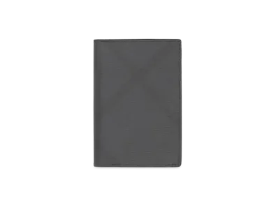 Burberry London Check & Leather Folding Card Case "Dark Charcoal"