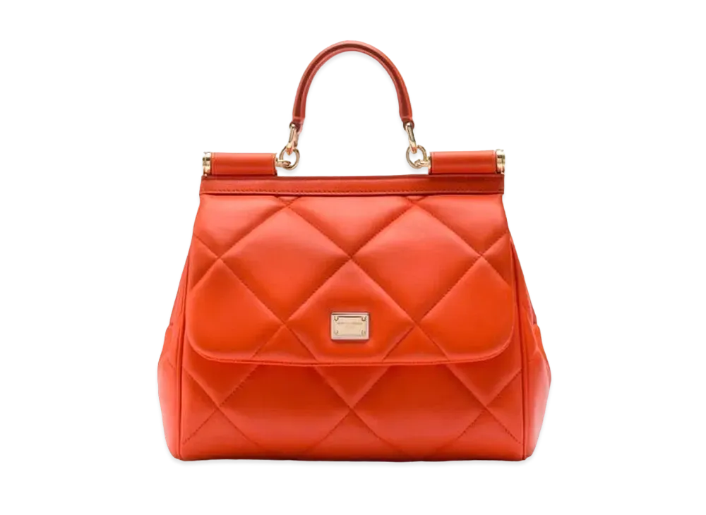 Dolce&Gabbana Sicily Bag Medium Matrasse Aria Calfskin "Orange"