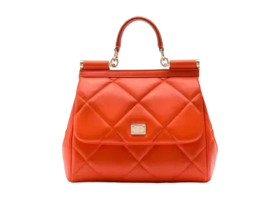 Dolce&Gabbana Sicily Bag Medium Matrasse Aria Calfskin "Orange"