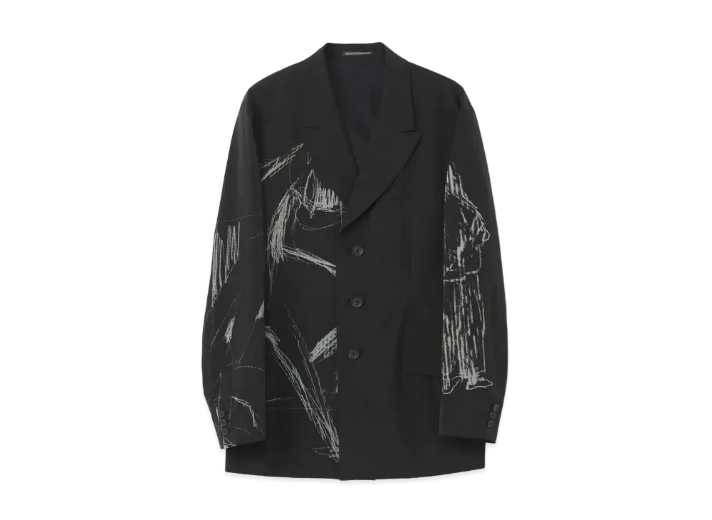 Yohji Yamamoto Pour Homme <PIECE UNIQUE>YUUKA ASAKURA PRINT SHORT PATTERNED JACKET "Black"