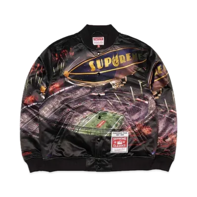 Supreme x Mitchell & Ness Stadium Satin Varsity Jacket "Black"