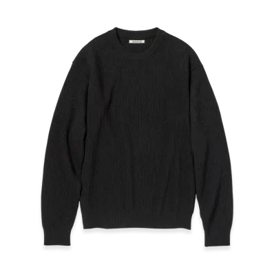 AURALEE Super Fine Wool Rib Knit P/O "Black"