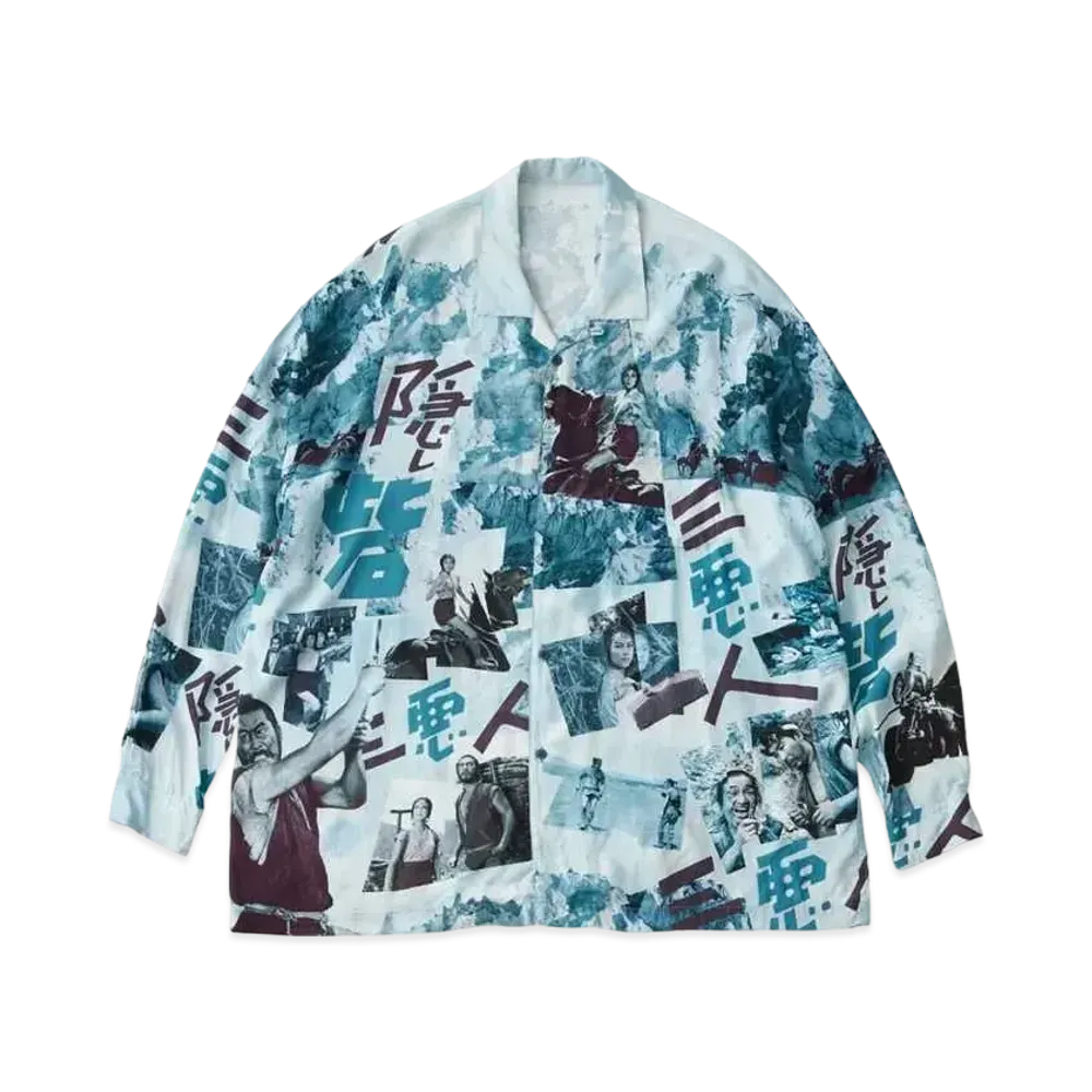 PORTER CLASSIC x Hidden Fortress Aloha Long Shirt "Blue"
