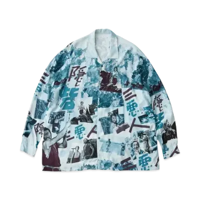 PORTER CLASSIC x Hidden Fortress Aloha Long Shirt "Blue"