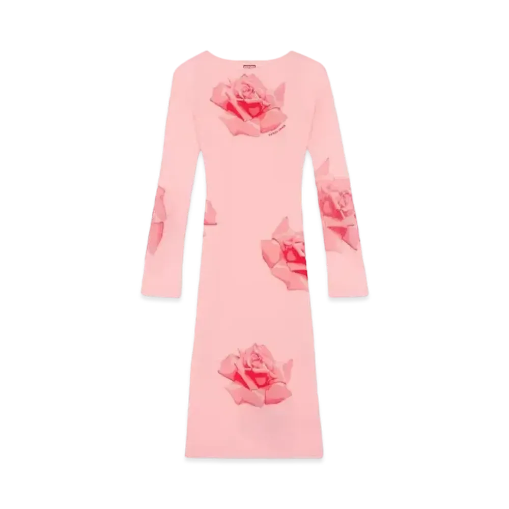 KENZO 'ROSE' Midi Pleats Dress "Faded Pink"