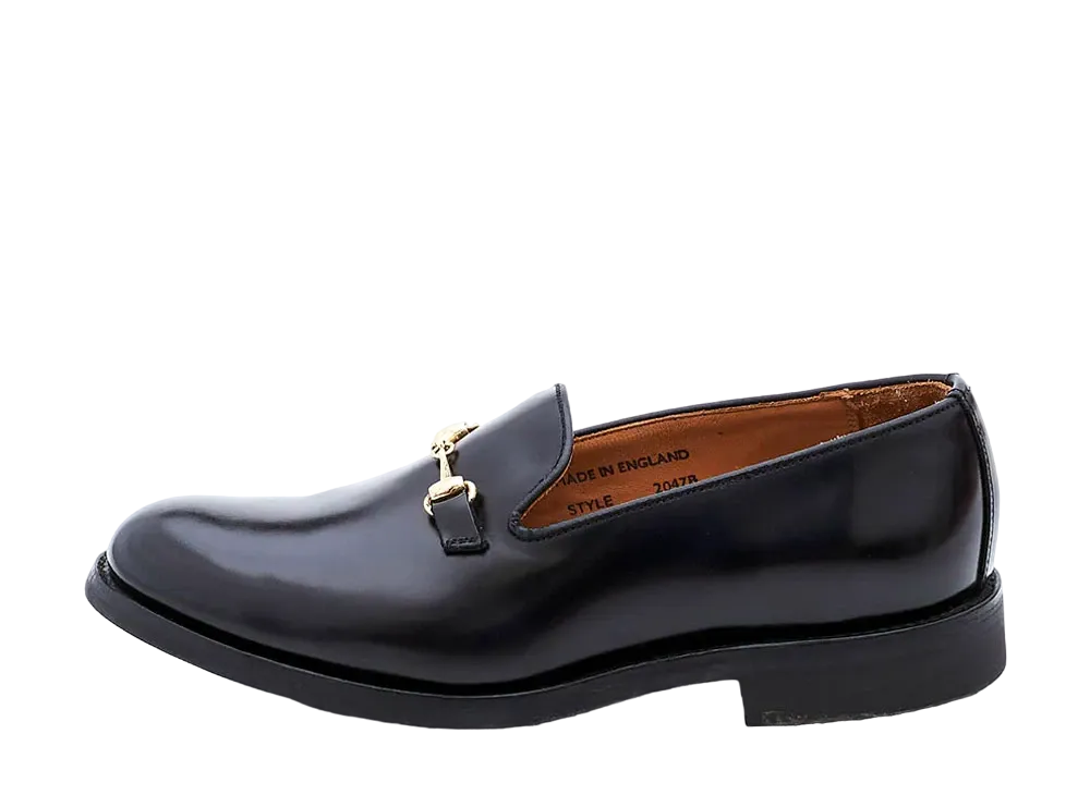 SANDERS Women's Bit Albert Slipper 266 Polished Leather "Black" 2047B