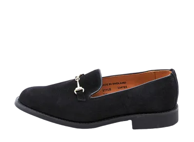 SANDERS Women's Bit Albert Slipper 266 Suede "Black" 2047BS