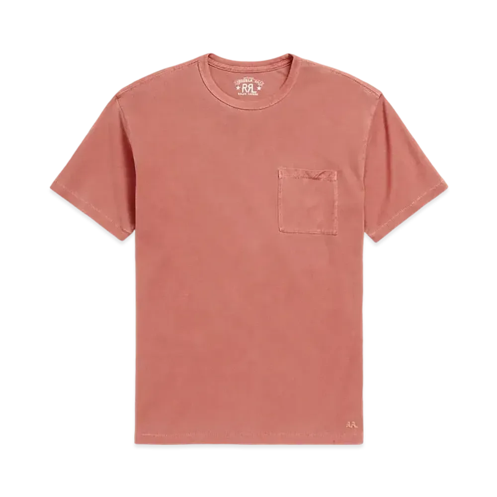 RRL Ralph Lauren Garment-Dyed pocket Tee "Red"