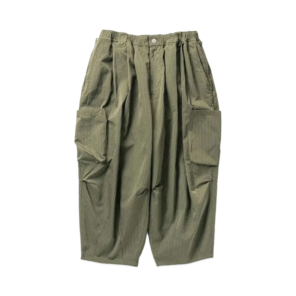 TIGHTBOOTH Seersucker Cropped Cargo Pants "Olive"