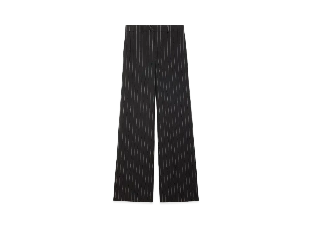 CELINE Flared Surf Pants In Striped Wool "Black/Off White"
