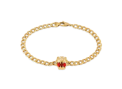 GUCCI Lion Head 18K Bracelet With Fire Opal "Red"