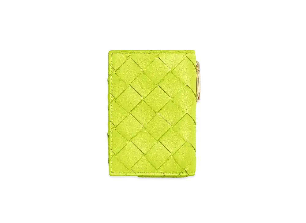 Bottega Veneta Tiny Tri-Fold Zip Wallet "Acid Kiwi"