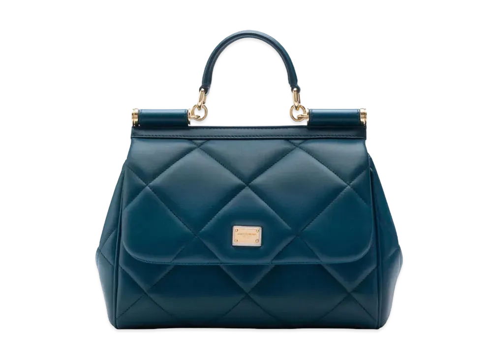 Dolce&Gabbana Sicily Bag Medium Matrasse Aria Calfskin "Blue"