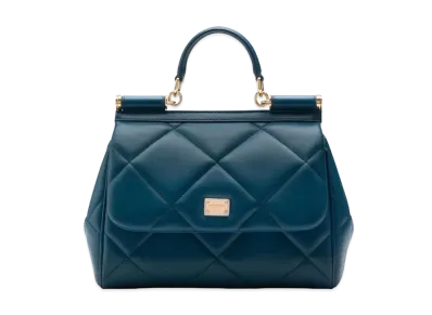 Dolce&Gabbana Sicily Bag Medium Matrasse Aria Calfskin "Blue"