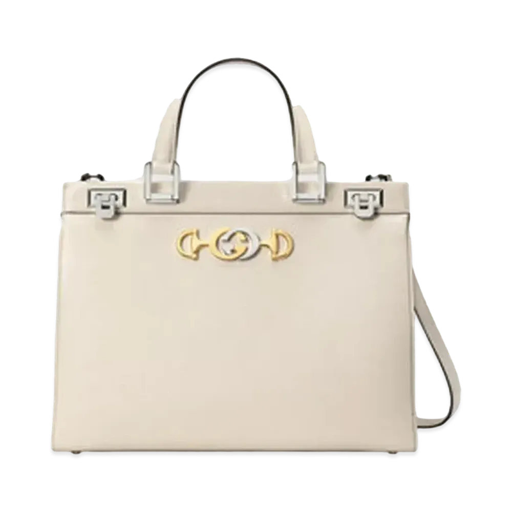 GUCCI Zumi Medium Top Handle Bag "White Grain"