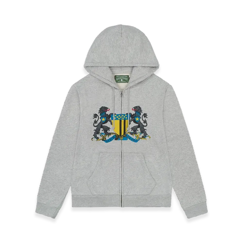 DENIM TEARS Panther Crest Zip Up Hoodie "Grey"