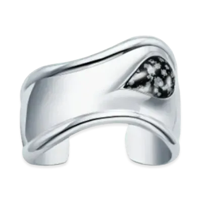 Tiffany & Co. Elsa Peretti Small Bone Cuff Snowflake Obsidian "Silver"