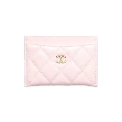 CHANEL Classic Card Case Grain Shiny Calfskin "Pink"