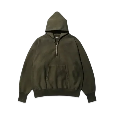 A.PRESSE Vintage Half Zip Sweat Hoodie "Olive"