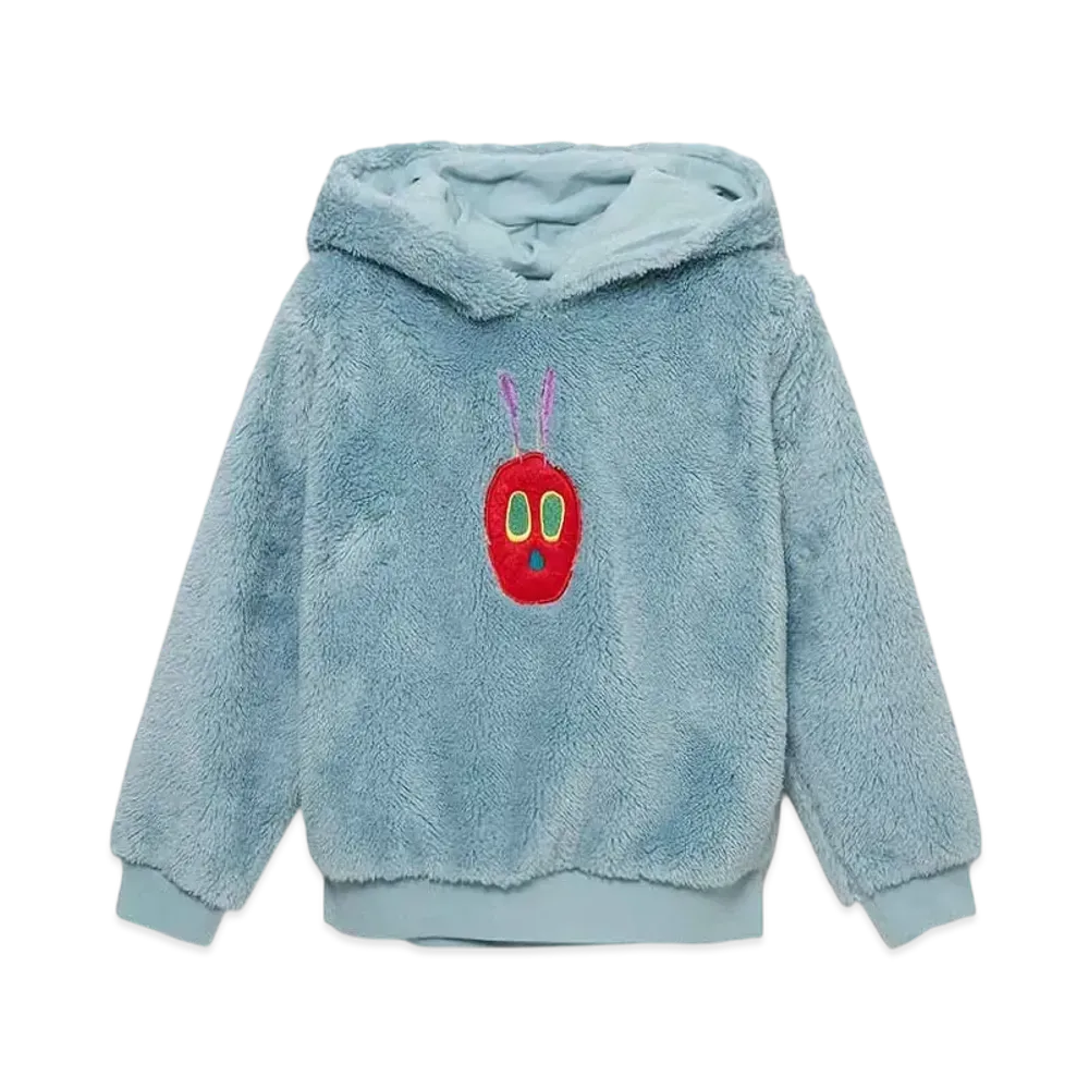 graniph x Eric Carle Very Hungry Caterpillar Face Kids Boa Fleece Parka "Light Green"