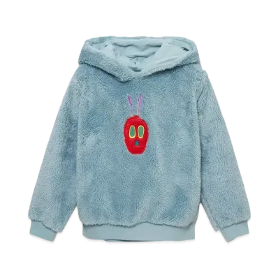 graniph x Eric Carle Very Hungry Caterpillar Face Kids Boa Fleece Parka "Light Green"
