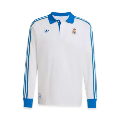 adidas Real Madrid Terrace Icon Long Sleeve Polo Shirt "White/Blue Bird"