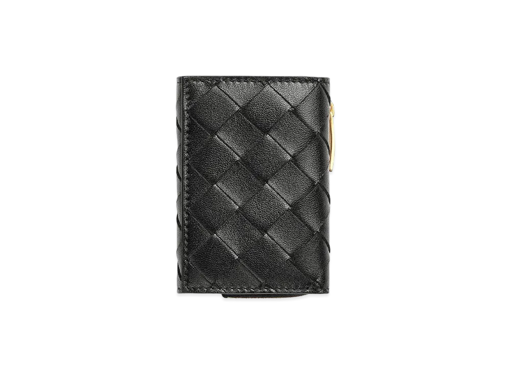 Bottega Veneta Tiny Tri-Fold Zip Wallet "Black"