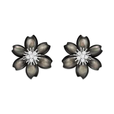 Van Cleef & Arpels Rose de Noel earrings small model "18K White gold/Diamond/Mother-of-pearl"