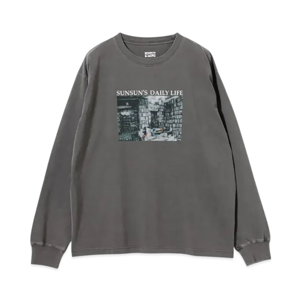 B:MING by BEAMS x PUPPET SUNSUN / Fade Photo Print Long Sleeve T-Shirt Book "InkBlack"