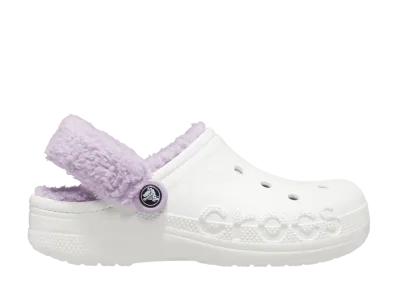 Crocs Baya Lined Fuzz-Strap Clog "White/Lavender"