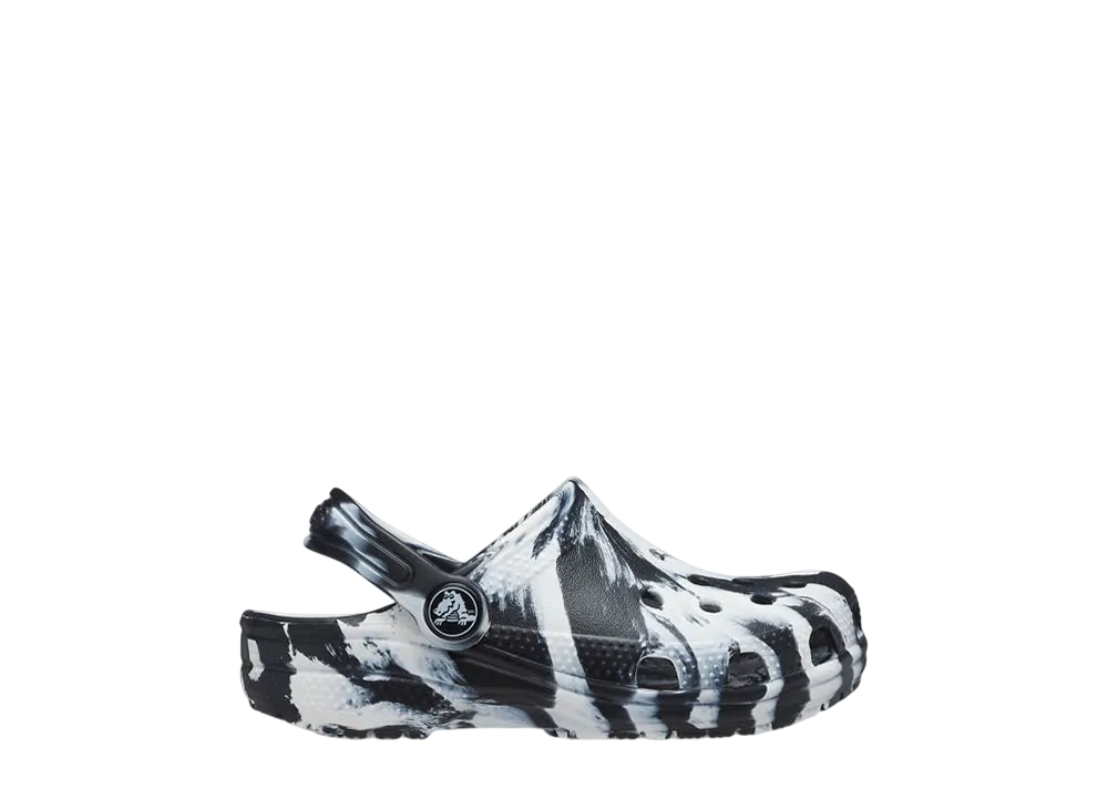 Crocs Little Kids Classic Marbled Clog "Black/White"