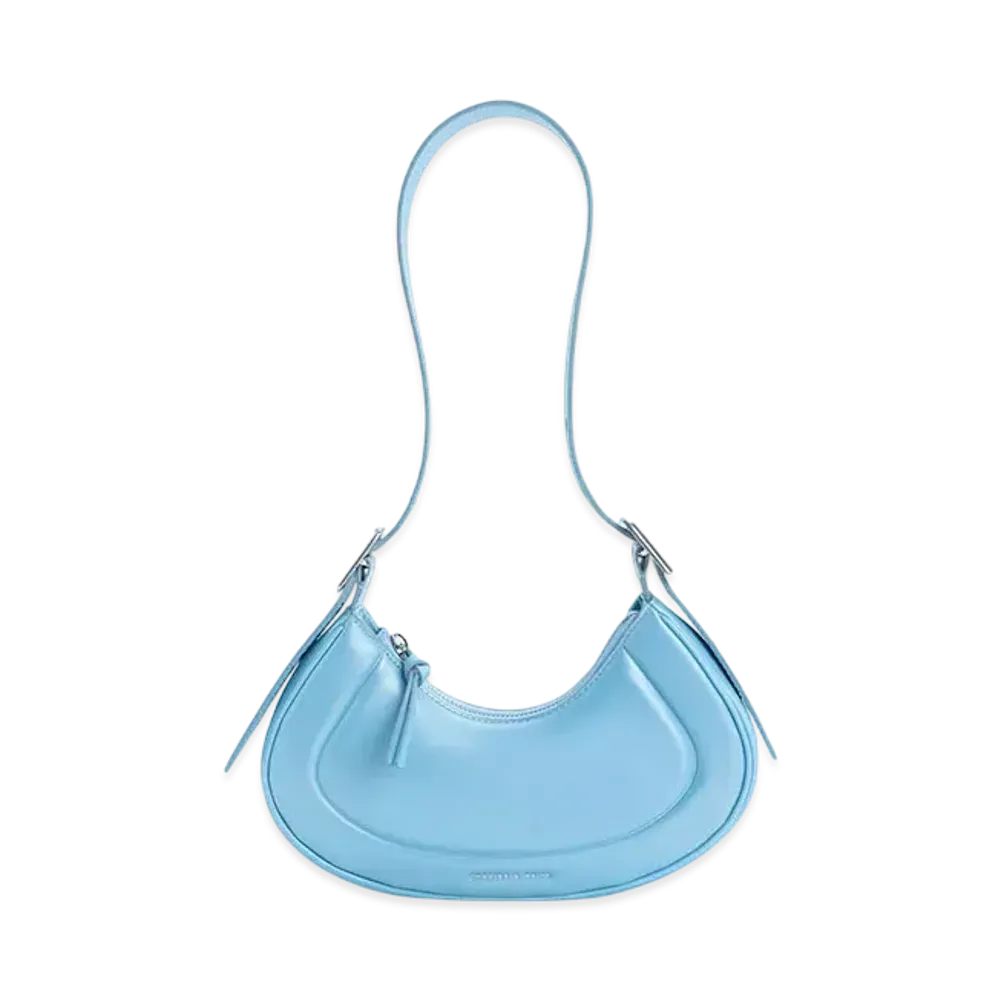 CHARLES & KEITH Petra Curved Shoulder Bag "Blue"