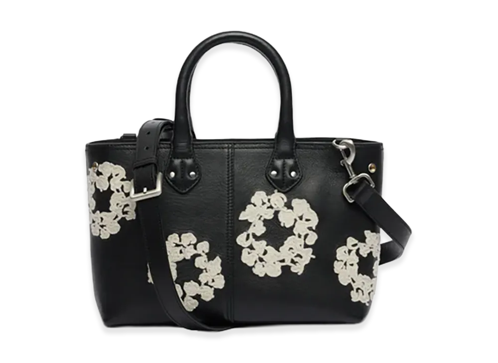 DENIM TEARS Cotton Wreath Leather Bag Small "Black/White"
