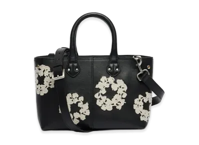 DENIM TEARS Cotton Wreath Leather Bag Small "Black/White"