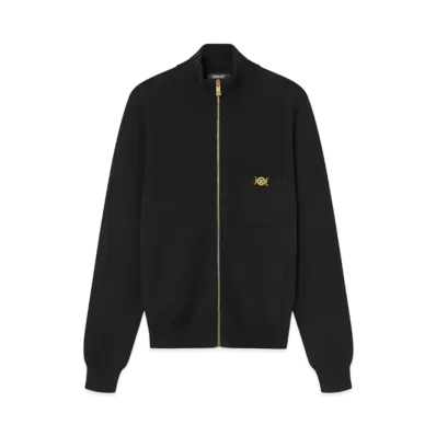 Versace Cashmere-Blend Knit Zip Sweater "Black"