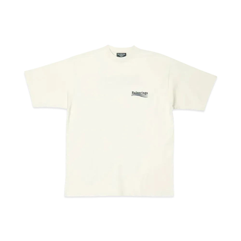 BALENCIAGA MENS Political Campaign T-shirt Large Fit "Off White"