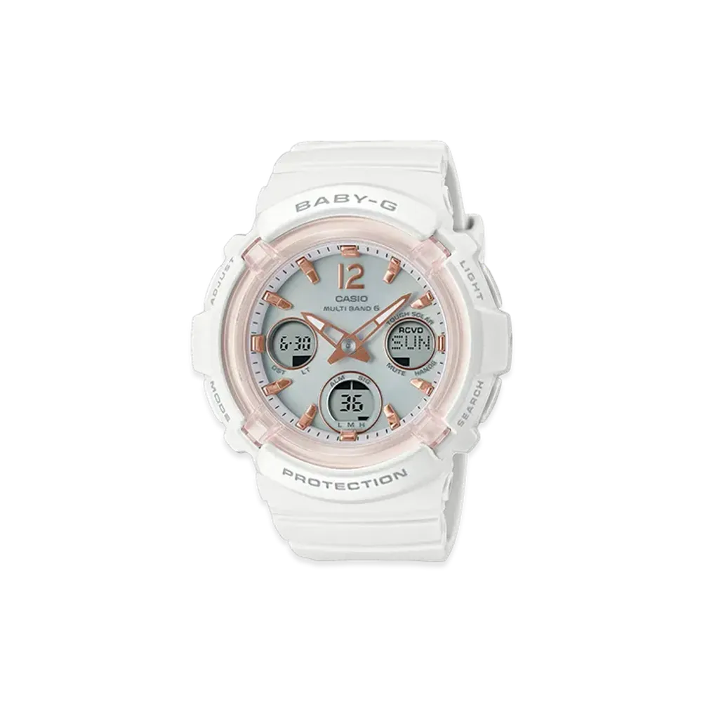 Casio G-Shock Multi-Band 6 Radio Solar Analog-Digi L Watch "White/Comb"