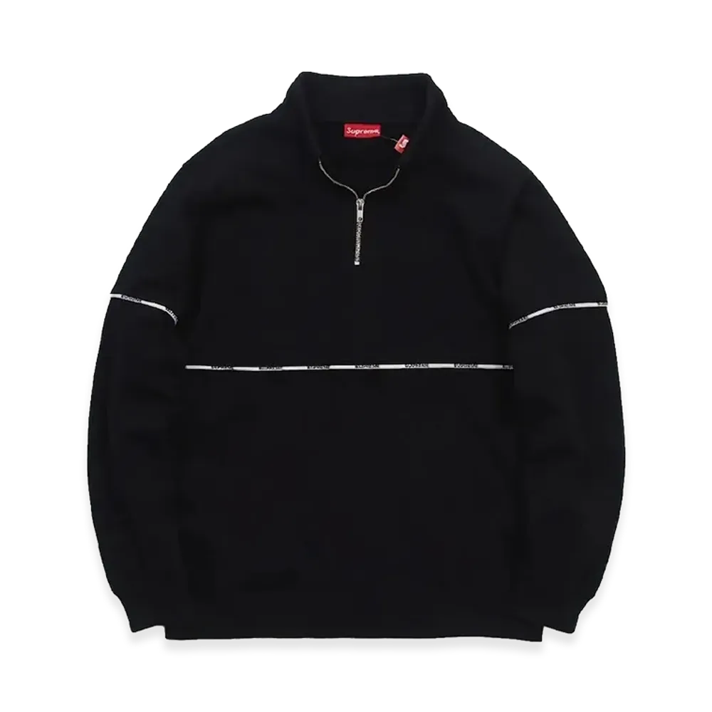 Supreme Logo Piping Half Zip Sweatshirt (18SS) "Black"