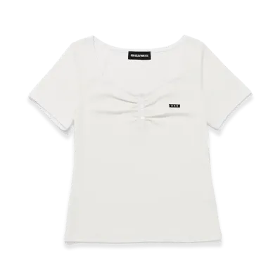 GOD SELECTION XXX Women's Mini Box Logo Eyelet Lace Tee GXL-S26-CS-10 "White"