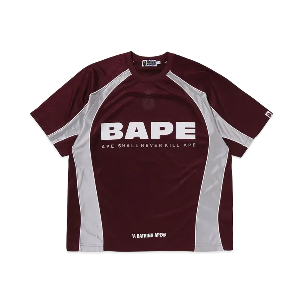 A BATHING APE Solid Camo Jacquard Multilogo Relaxed Fit Football Jersey "Burgundy"