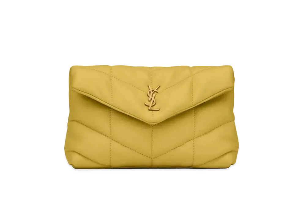 SAINT LAURENT Puffer Small Pouch In Quilted Lambskin "Sunflower"