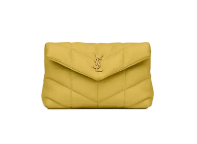 SAINT LAURENT Puffer Small Pouch In Quilted Lambskin "Sunflower"