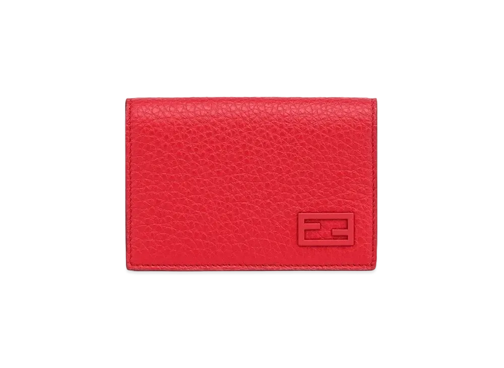 FENDI Card Case Leather Card Case "Red"