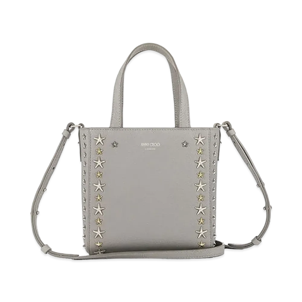 Jimmy Choo Mini Pegasi Soft Grainy Calf Leather Mini Handbag With Star Studs "Moonstone"