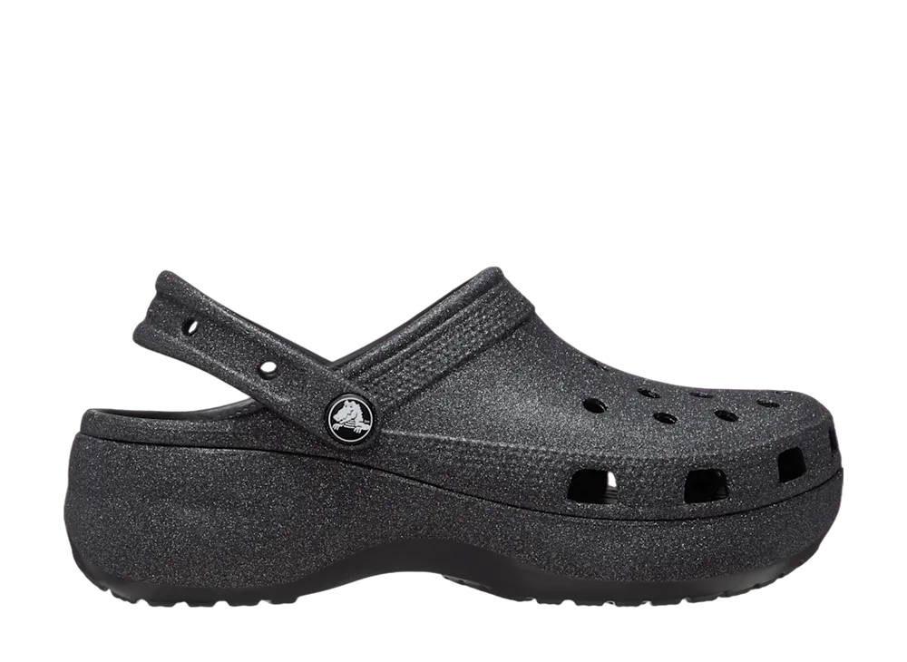 Crocs Women's Classic Platform Glitter Clog "Black"