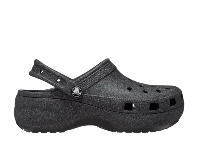 Crocs Women's Classic Platform Glitter Clog "Black"